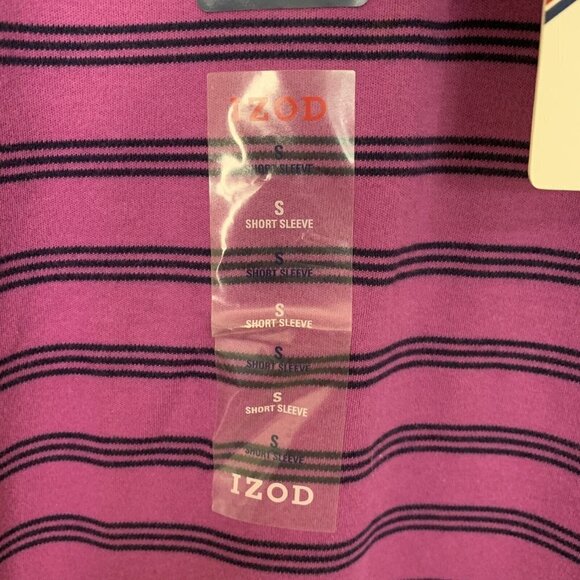 IZOD Men’s Small Purple Black Striped Windward Cool Polo UPF 15 Shirt - Picture 6 of 10